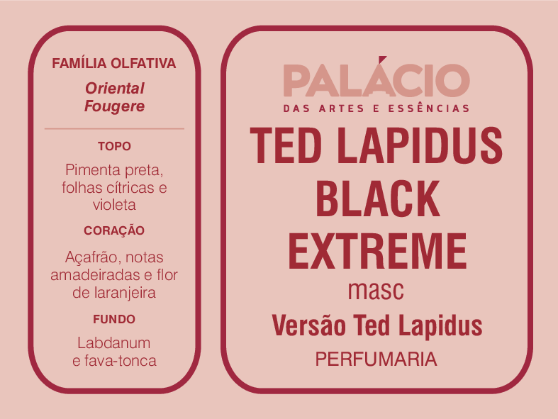 Ted Lapidus Black Extreme – Essência para Perfume Masculino - Palácio das  Artes e Essências