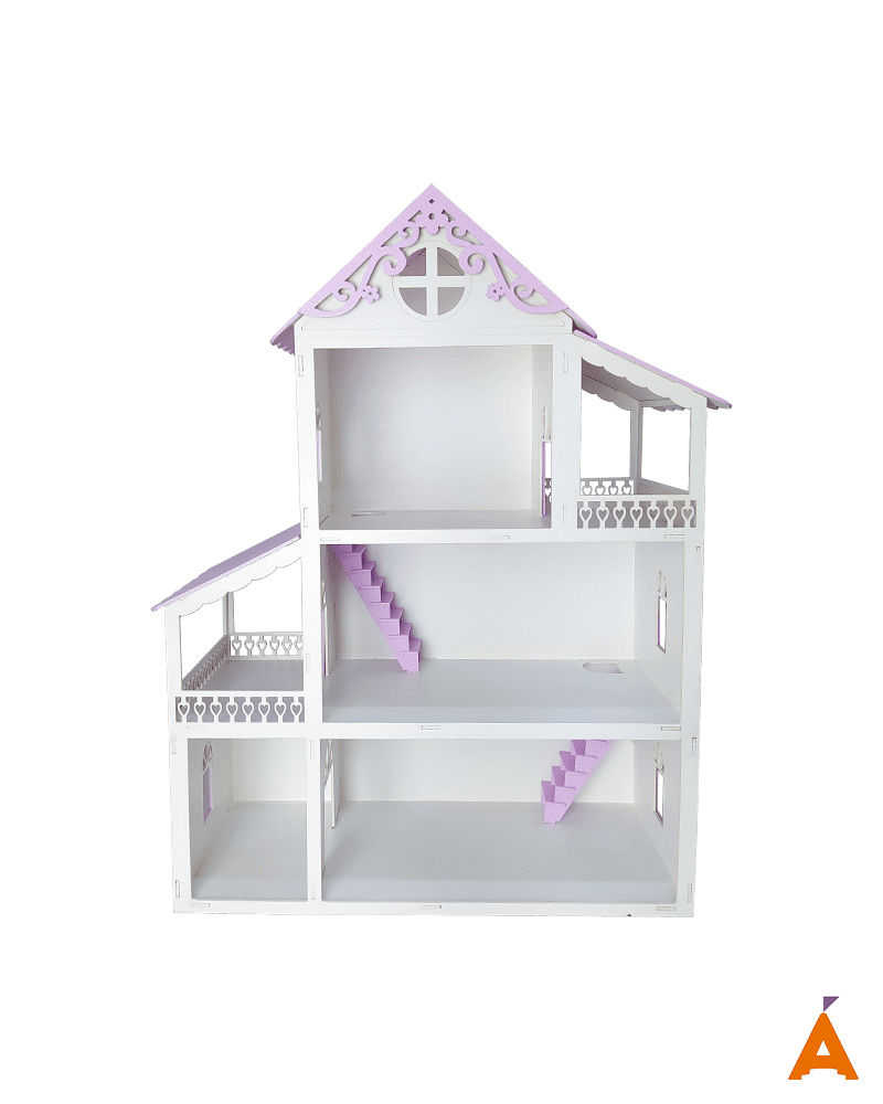 Casinha de Boneca de MDF Branca e Roxa - 21 x 47 x 60 cm - Palácio das  Artes e Essências